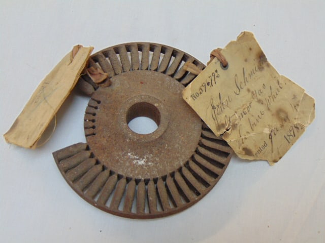 Patent Model, Steam or Gas Turbine Wheel, by John Schmidt, number 596792, January 1898 (1 of 4)