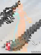 Spelter figural lamp in art nouveau style, height is 29": Spelter figural lamp in art nouveau style, height is 29"