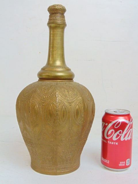 Traditional Malay water or market bottle in brass, Malaysia, height is 14": Traditional Malay water or market bottle in brass, Malaysia, height is 14"