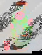 Chinese porcelain lamp base, vase, decorated with flowers, birds, signed, has been cut down, vase is: Chinese porcelain lamp base, vase, decorated with flowers, birds, signed, has been cut down, vase is 16.5" tall (porcelain only), total height is 24"