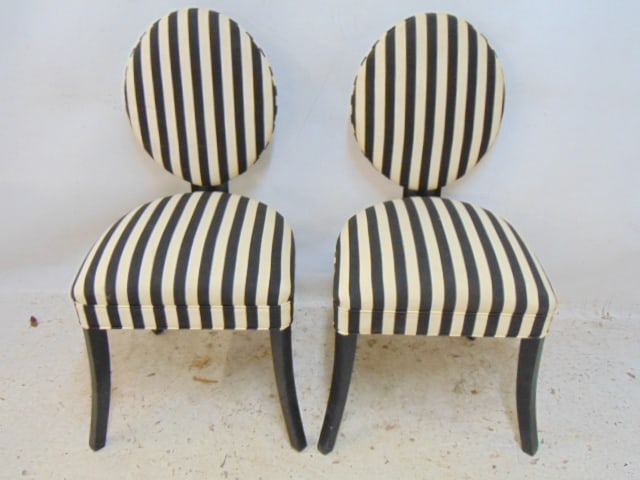 Pair striped upholstered chairs (1 of 4)