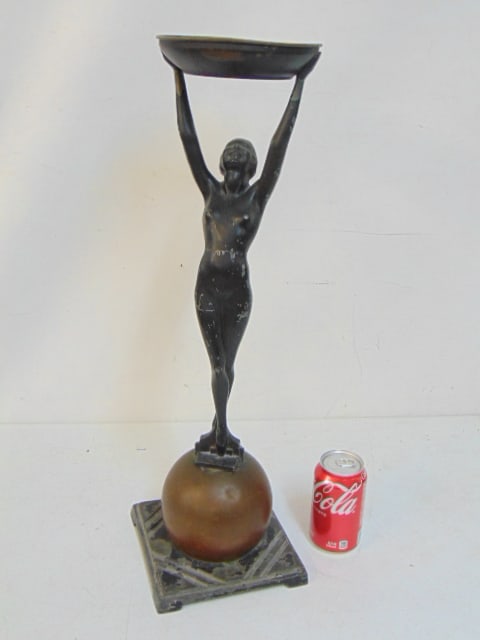 Frankart figural ashtray base, paint worn, height is 24": Frankart figural ashtray base, paint worn, height is 24"