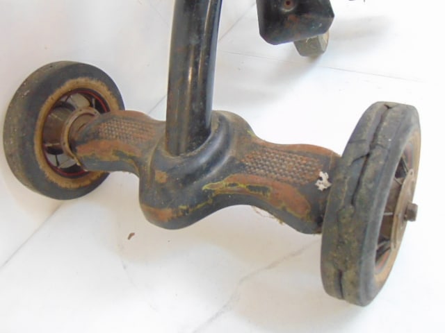 Vintage child's tricycle, spring mounted seat, tires worn, 26" long, 18.5" wide, height is 24" - 4