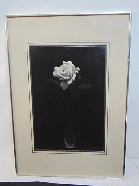 Photograph, "Rose in Vase", by Peter Vink, signed, photo is 19.25" by 13", framed size is 30.5" by: Photograph, "Rose in Vase", by Peter Vink, signed, photo is 19.25" by 13", framed size is 30.5" by 21.25"