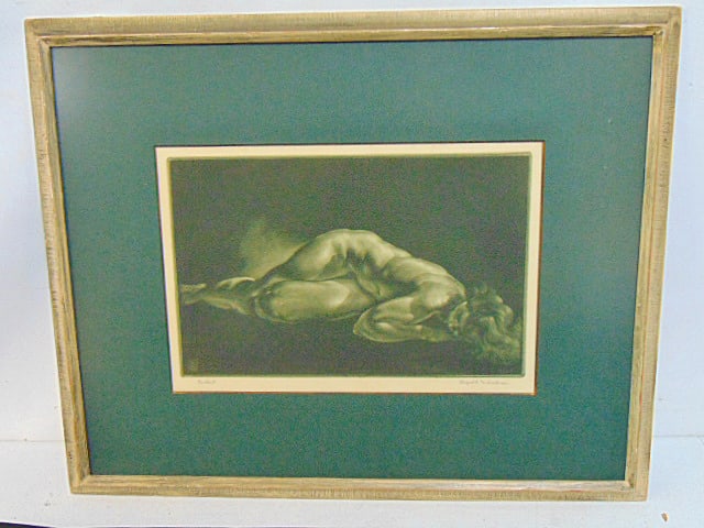 Etching, "Penitent", signed Reynold H. Weidenaar, 10" by 14.5", framed size is 19.5" by 22.25" (1 of 4)