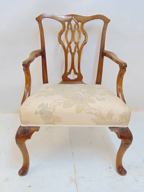 Single Chippendale armchair, upholstered seat (1 of 4)