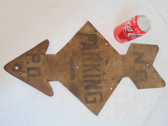 Steel painted "No Parking" sign, in arrow form, 22.25" tall, width is 12" (1 of 4)