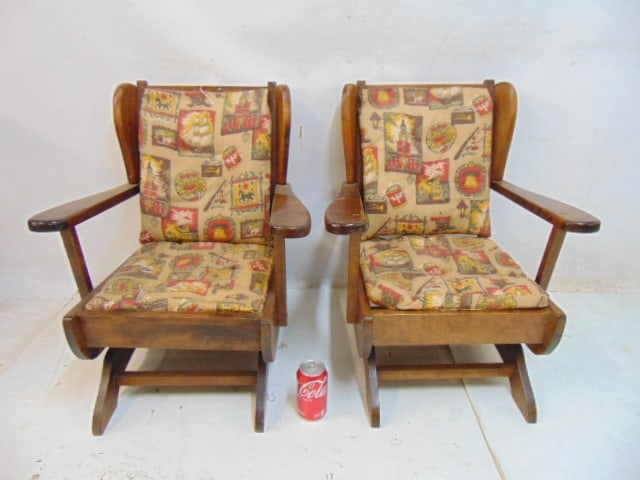 Pair child sized platform rockers in maple, DeAngelis Furniture, Rome, New York, 21" wide, 17" deep,: Pair child sized platform rockers in maple, DeAngelis Furniture, Rome, New York, 21" wide, 17" deep, height is 26"