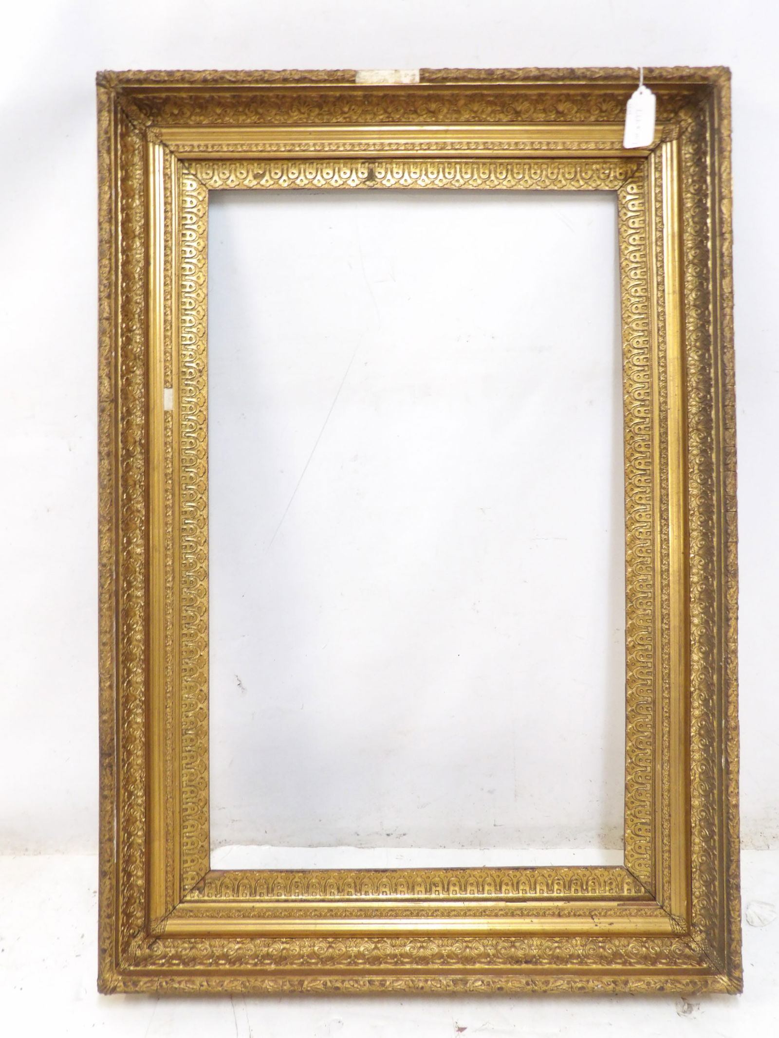 Gilt wood & gesso frame, some loss, frame is 35.75" by 22" inside, outside is 46.25" by 32.25" (1 of 5)