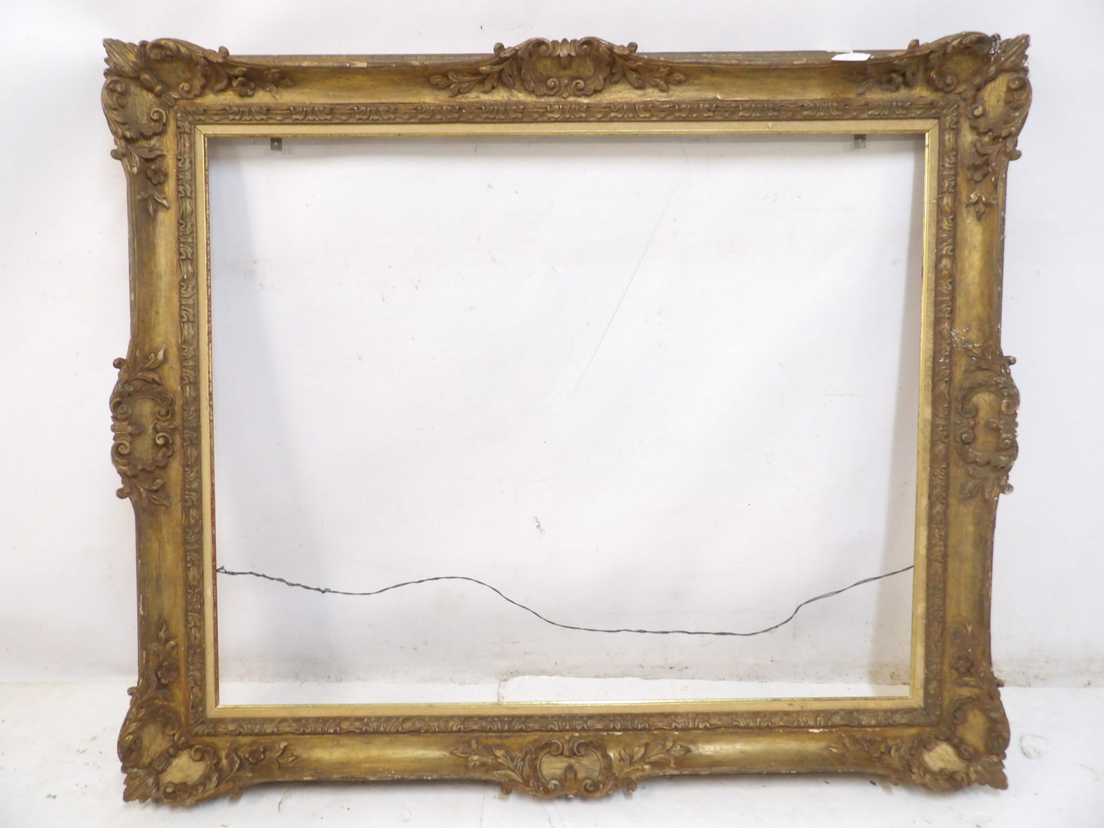Large carved gilt frame, inside dimensions are 33 1/8" by 40 5/8", outside 39.75" by 47.5" (1 of 5)