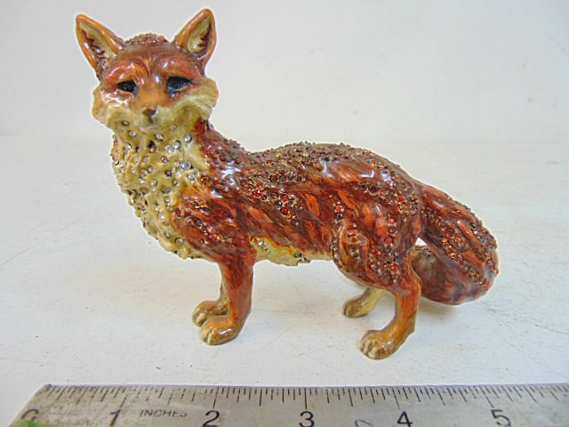 Jay Strongwater jeweled bronze fox, limited edition, 179/300, 5.5" by 3", height is 4.5" (1 of 5)