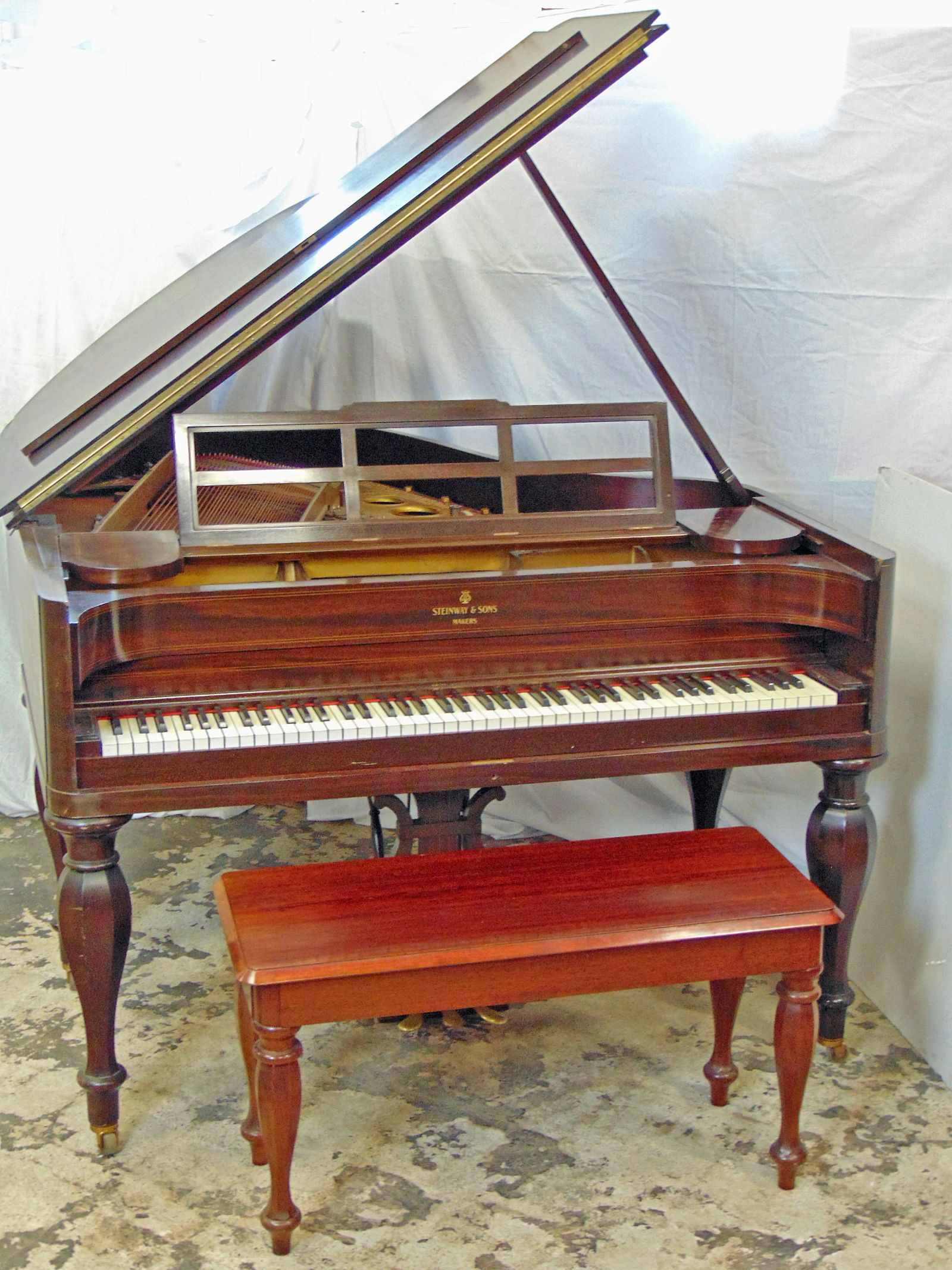 Grand piano by Steinway & Sons, Makers, mahogany inlaid case, serial number 172863, double front (1 of 17)