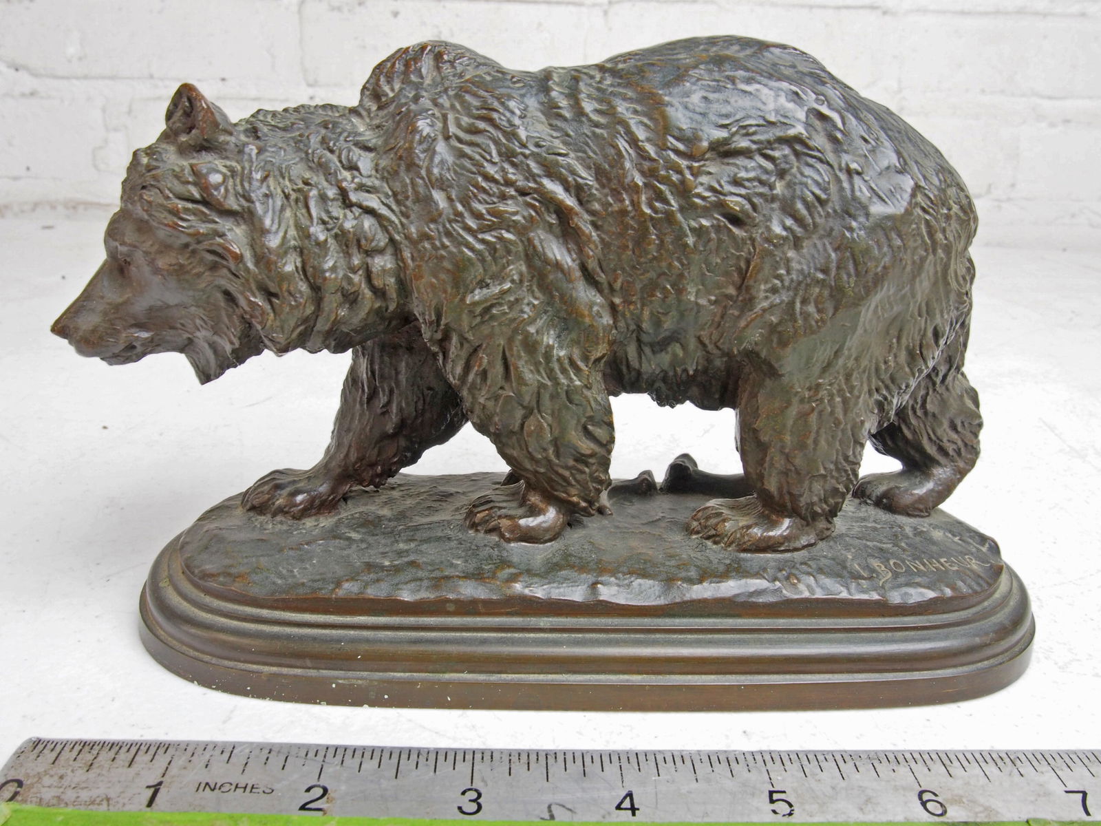 Bronze bear, L. Bonheur, 8" by 3.25", height is 5" (1 of 5)