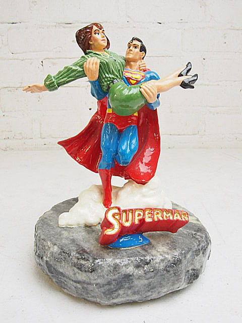 Run Lee "Superman to the Rescue" figural, mixed media sculpture, signed, edition 523/750, 7" tall, (1 of 4)