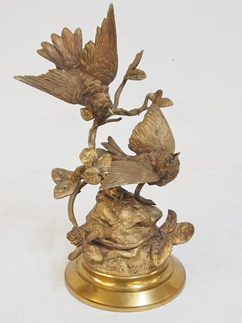 Bronze bird sculpture, Ferdinand Pautrot, height is 10 3/8" (1 of 5)