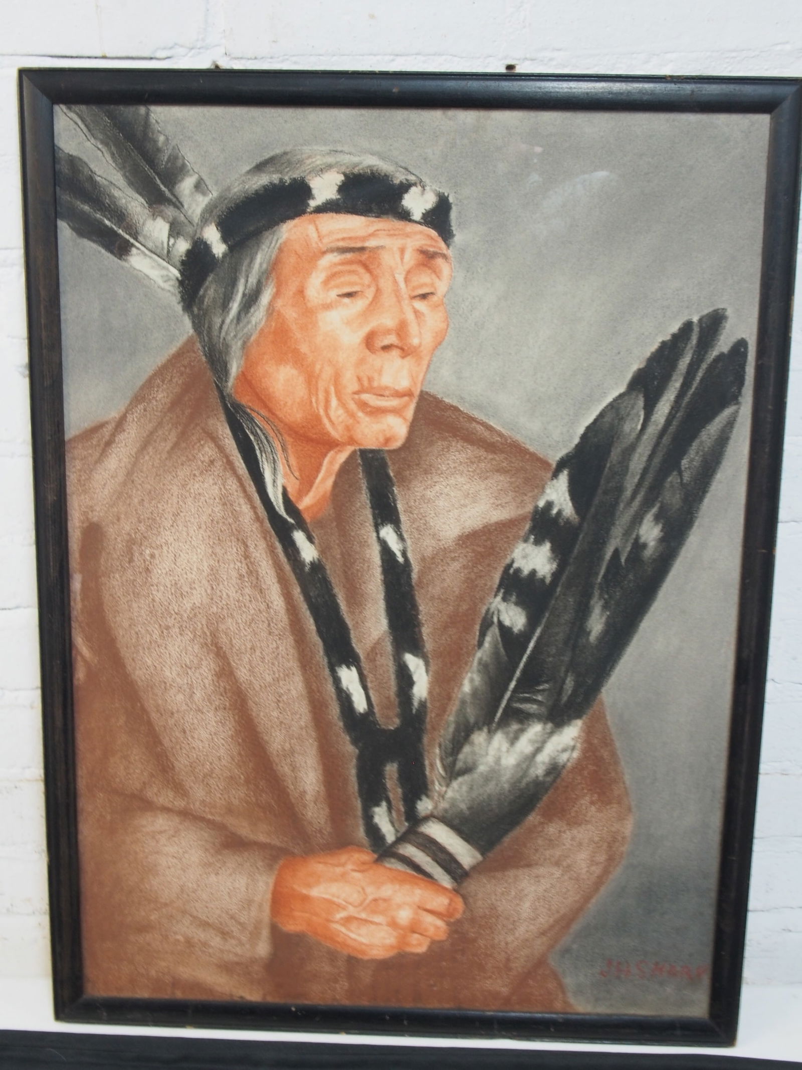 Painting, "Red Cloud", Joseph Henry Sharp, watercolor, portrait Native American, 28.5" by 20.75" (1 of 7)