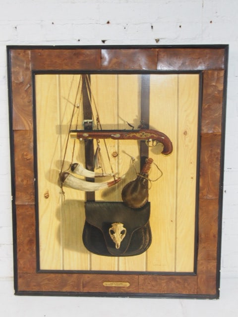 Painting, "Joe's Things", Barbara Stadtlander, oil on panel, 30" by 23.75", framed size is 37.5" by (1 of 5)