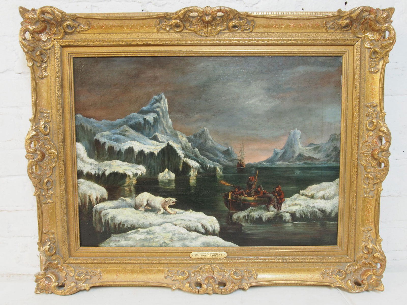 Painting, William Bradford, "Arctic Exploration", oil on canvas, signed lower right, canvas is 16" (1 of 9)