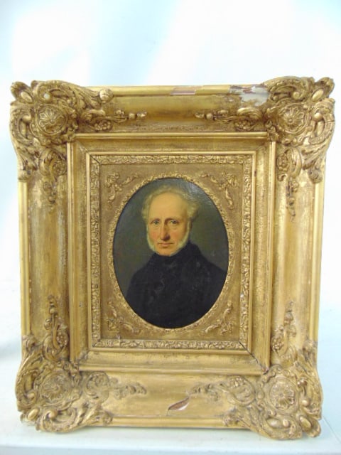 Painting, portrait of a gentleman, signed illegibly, (S Eylandt,,m?? see images), dated 1844, oil on (1 of 4)