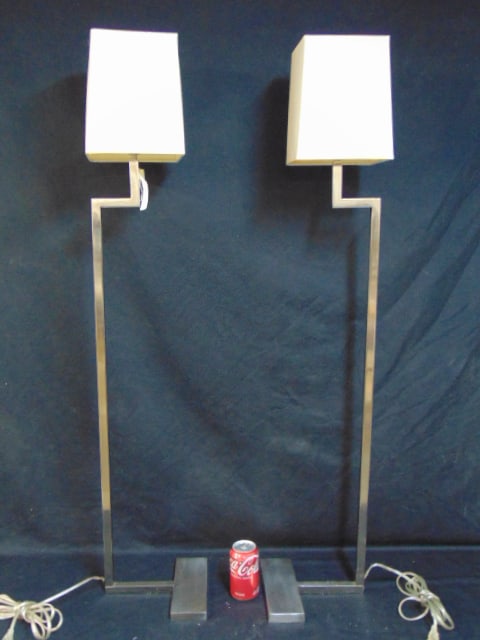 Pair mid Century floor lamps, Robert Abbey Donut, height is 4 feet, with shades (1 of 8)