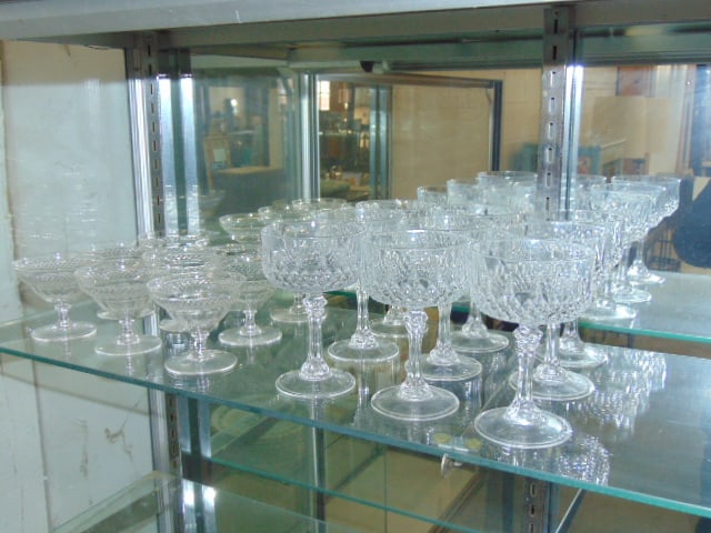 Set 18 glass stems, 2 sets of 9, no make, good quality, 3.25" & 5.5" tall: Set 18 glass stems, 2 sets of 9, no make, good quality, 3.25" & 5.5" tall
