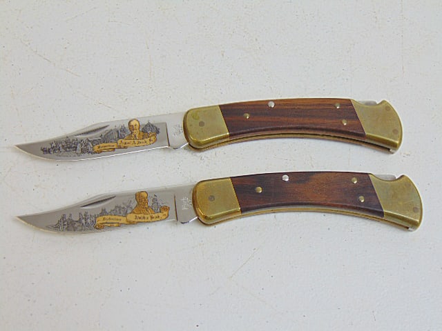 2 Budweiser Buck knives, Anheuser Busch, limited edition, 1992, edition 0559/1900 & 1723/1875, (1 of 4)