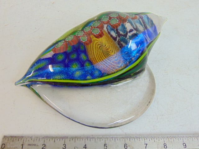 James Nowack art glass shell form sculpture, 10.25" long, 6.5" deep (1 of 3)