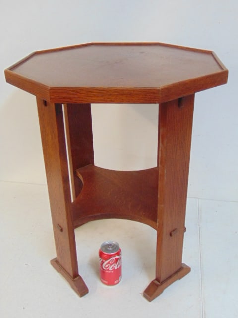Stickley octagonal top stand, arts & crafts oak, stand is 24" tall, top is 20" by 20" (1 of 4)