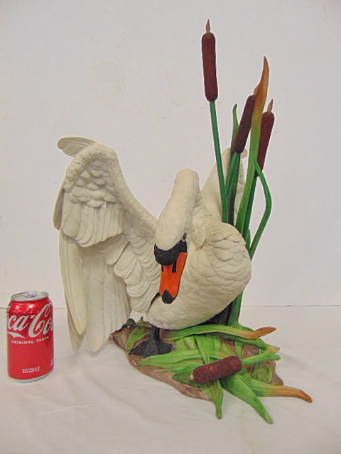 Boehm porcelain "Mute Swan", number 44, limited edition bisque porcelain, 14" wide, 15" deep, height (1 of 7)