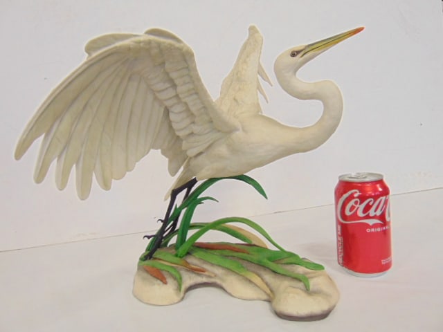 Boehm porcelain "The Great Egret", special edition for the Audubon Society, bisque porcelain , hand: Boehm porcelain "The Great Egret", special edition for the Audubon Society, bisque porcelain , hand signed, number 270, 17" wide, 12.5" deep, height is 13, good condition
