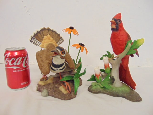 2 Boehm porcelain birds, "Cardinal" & "Killdeer, Charadrius Vociferous", Cardinal is 6" by 4.5", (1 of 15)
