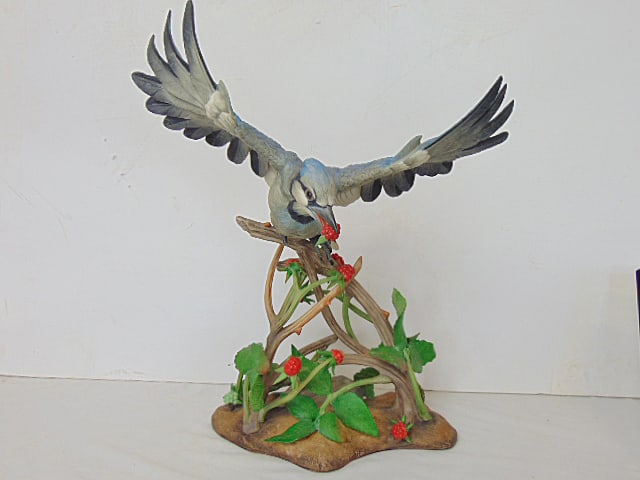 Boehm porcelain bird, "Blue Jay", number 25, limited edition, missing one leg, 17.5" tall, wingspan (1 of 7)