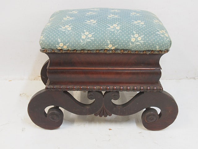 Empire mahogany footstool, 20.75" by 11.5", height is 15" (1 of 3)