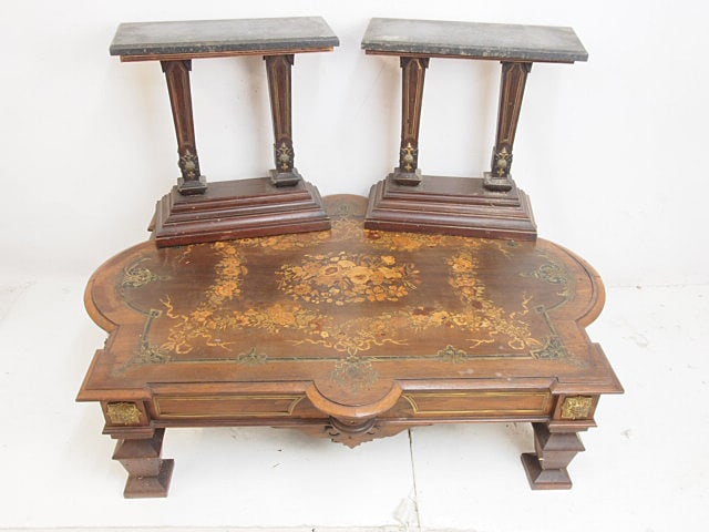 Inlaid Victorian coffee table, cut down, comes with original legs, they were converted to small (1 of 6)