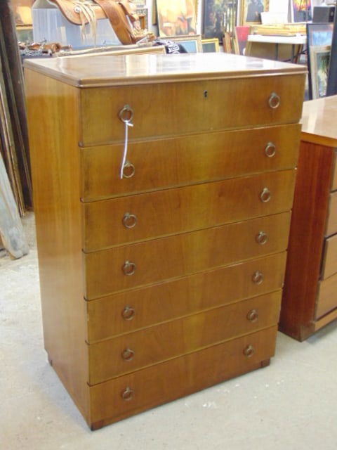 7 drawer mid Century style chest, chest is 27.25" by 16.5", height is 40" (1 of 3)