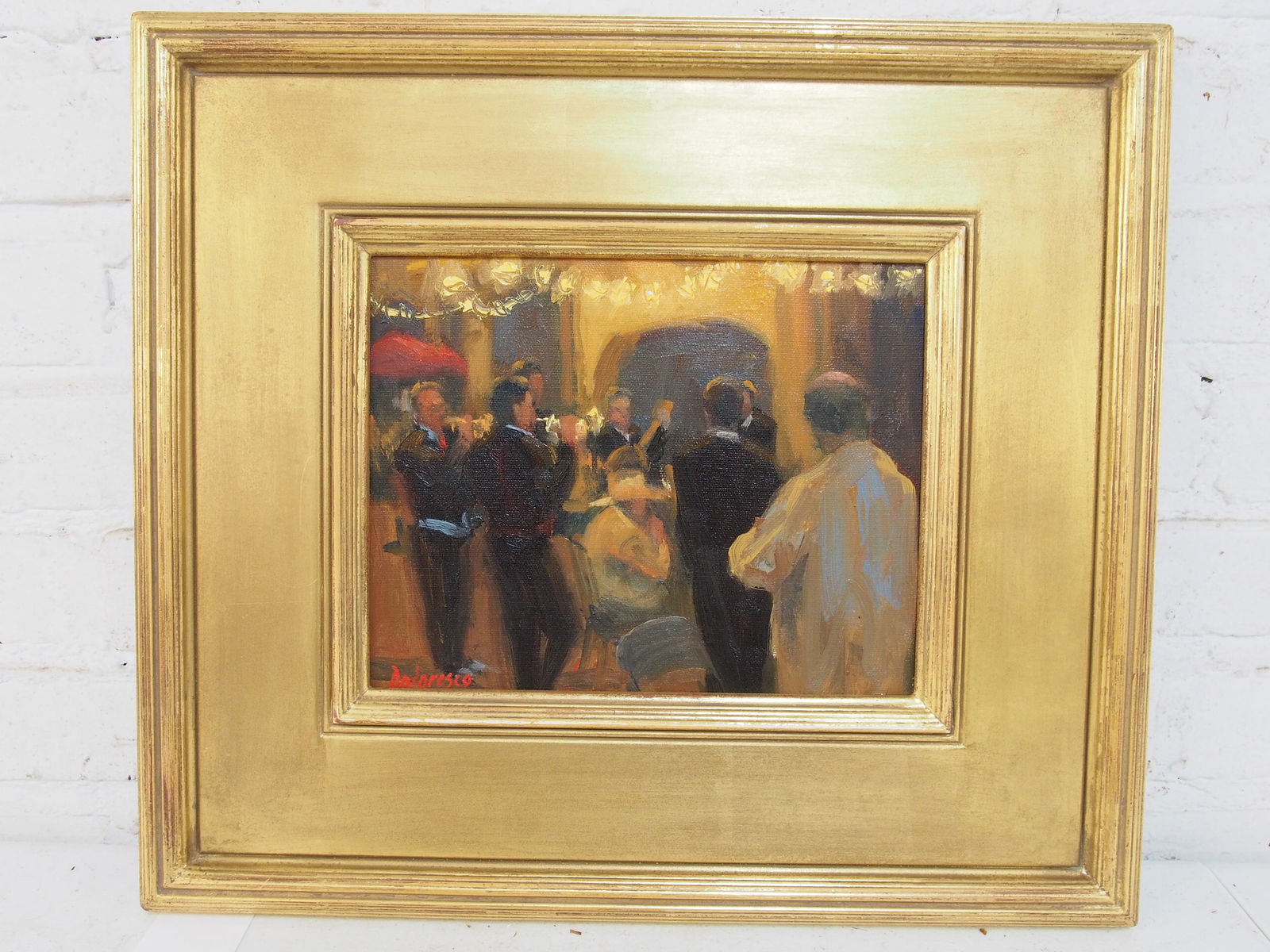 Painting, Fred Doloresco, "Mariachi Band", oil on canvas board, 8" by 10", framed size is 15 5/8" by: Painting, Fred Doloresco, "Mariachi Band", oil on canvas board, 8" by 10", framed size is 15 5/8" by 17 5/8"