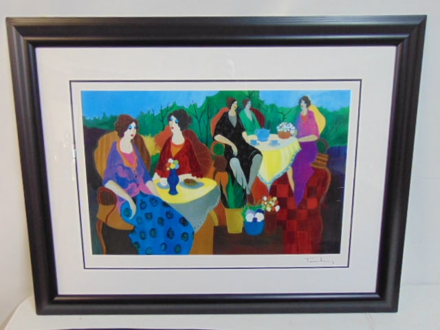 Lithograph, "Morning Social", by Tarkay, Itzchak, 17.5" by 25.5" (matting), framed size is 29" by (1 of 4)