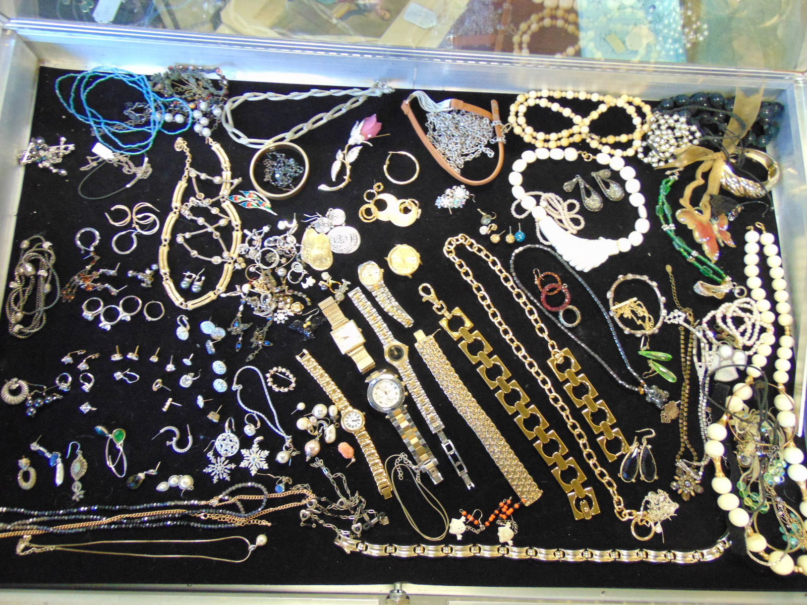 Large lot costume jewelry including fashion watches, cz rings, gold plated & more (1 of 11)