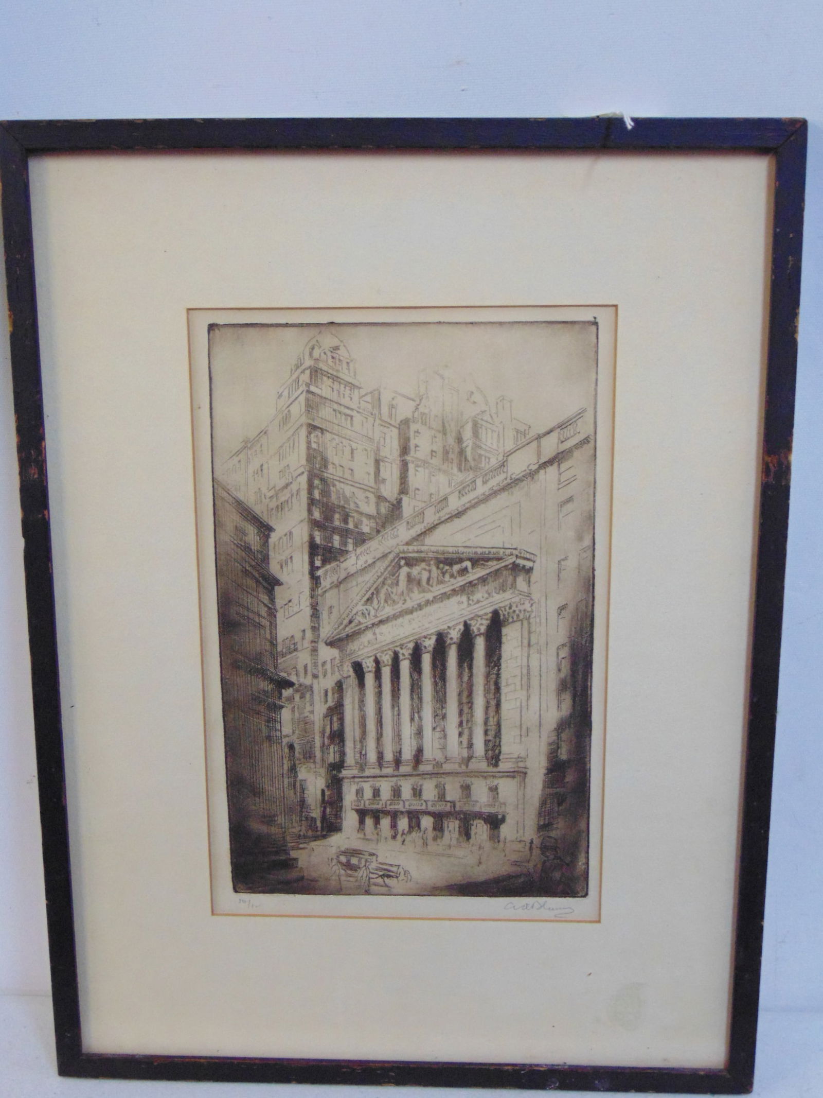Etching, Wall Street, signed Blum ?, is very similar to versions by Kasimir & Schultz, 12.5" by 8" ( (1 of 5)