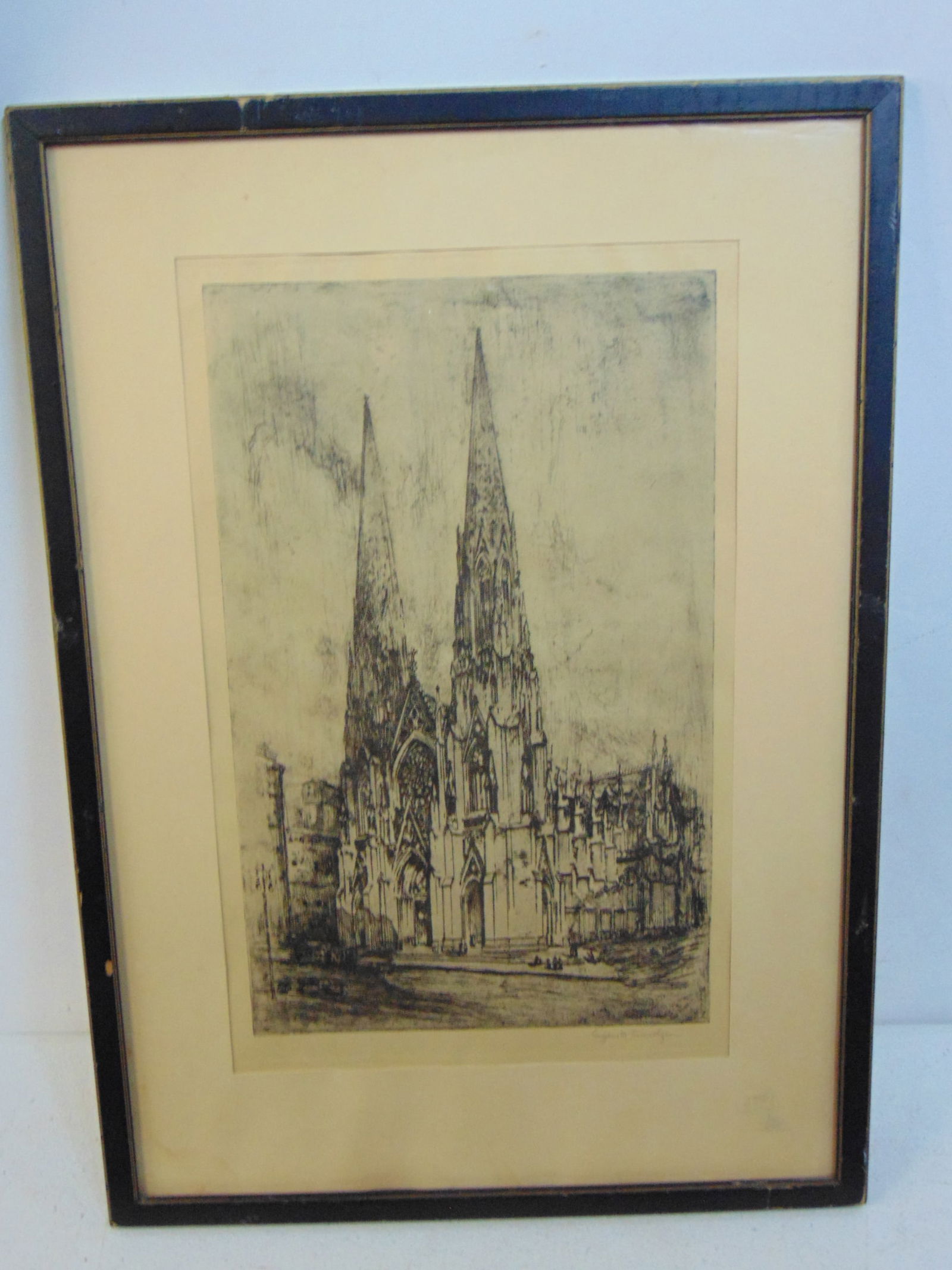 Etching, St. Patrick's Cathedral , Eugene M. Frandzen14.5" by 9.25" (matting), framed size is 20.25" (1 of 4)