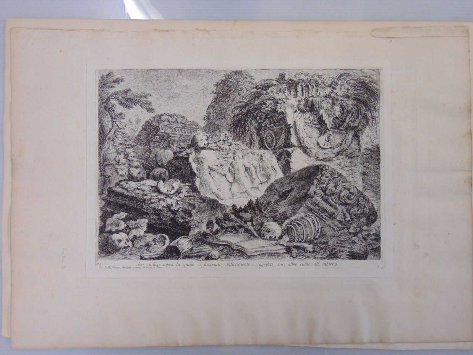 Piranese etching, "Ara antica sopra la quale si facevano anticamente i sagrifizi, con altre ruine al (1 of 5)