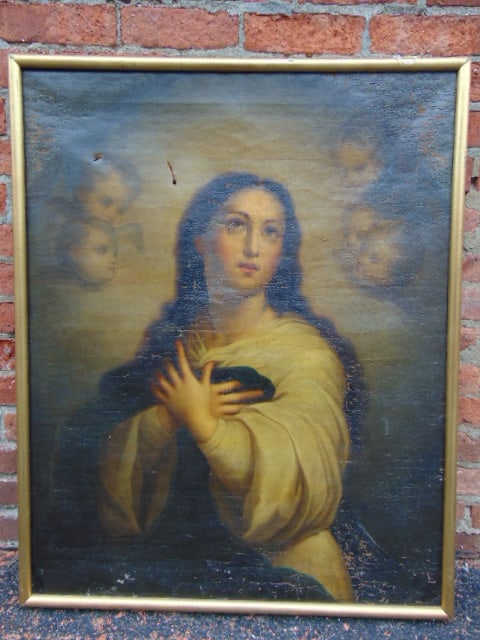 painting, The Immaculate Conception, after Bartolome Esteban Murillo, oil on canvas, 35.5" by (1 of 6)