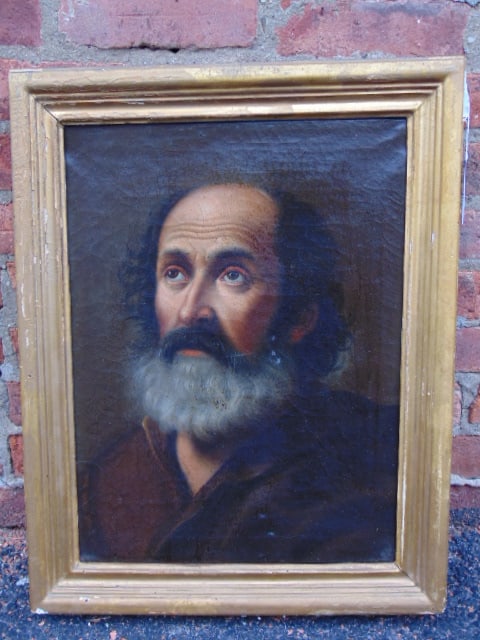 Painting, portrait of man with beard, old master style oil on canvas, canvas is 18.25" by 14",: Painting, portrait of man with beard, old master style oil on canvas, canvas is 18.25" by 14", framed size is 22.75" by 18"