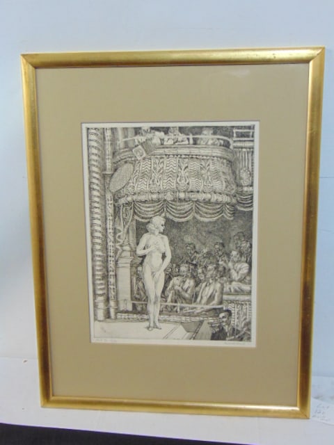 Etching, Reginald Marsh, "Star Burlesque", state III, edition 3/12, 12.5" by 9 3/8" sight, framed (1 of 6)