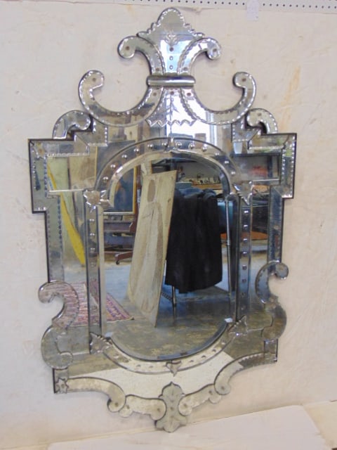 Decorative Venetian mirror, mirror is 60" tall, 37" wide, in good condition. (1 of 4)