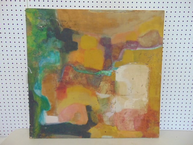 Painting, abstract in color, by Robert Boernstein, oil on canvas, 30" by 30.75" (1 of 5)