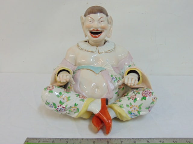 Dresden porcelain Chinaman nodder, moving head & hands, 10.5" wide, 10.5" deep, height is 10", good (1 of 8)