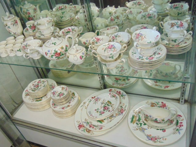 Large set of Wedgwood "Charnwood" porcelain dinnerware, service for 12, dinner plates, salad plates, (1 of 10)