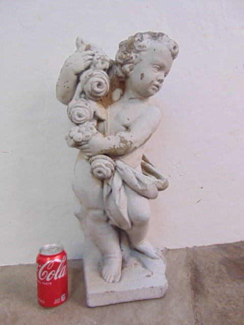 Cement cherub, garden ornament, height is 23.5" (1 of 4)