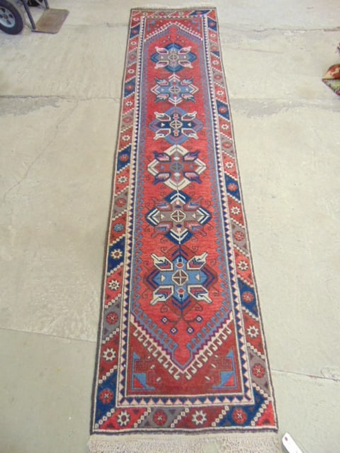 Small runner red with blue & white accents, carpet is 9'11" by 2'4" (1 of 4)